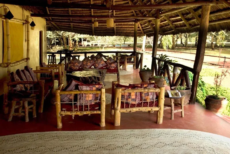 The open-sided main lounge with locally made furniture