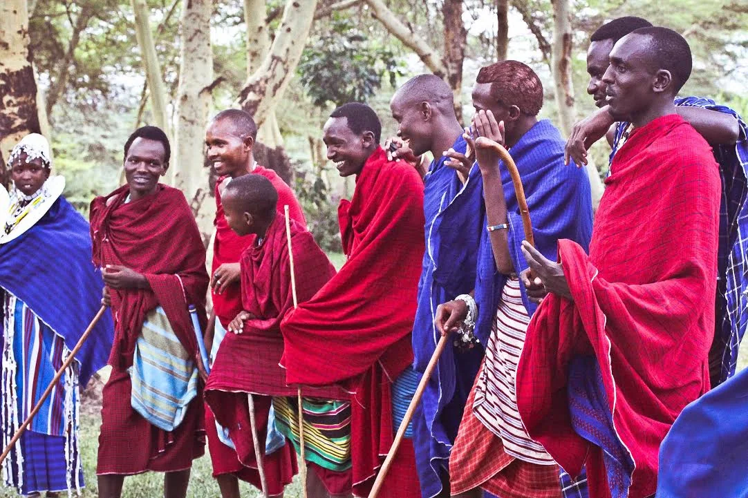 A group of Maasai in red shuka near Mto wa Mbu